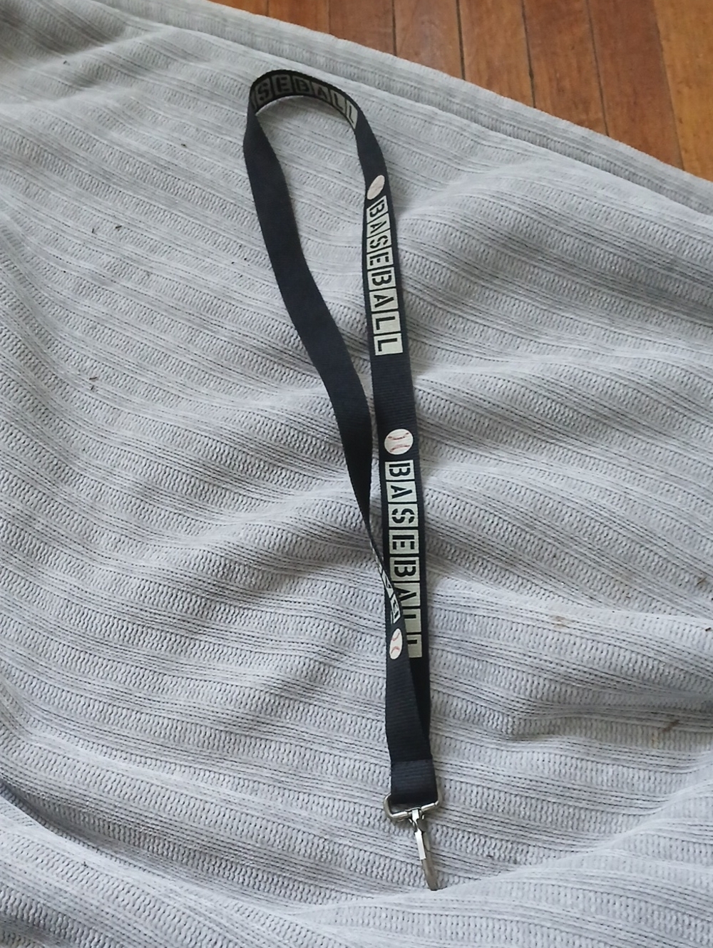 Black Baseball Lanyard with Silver Clip